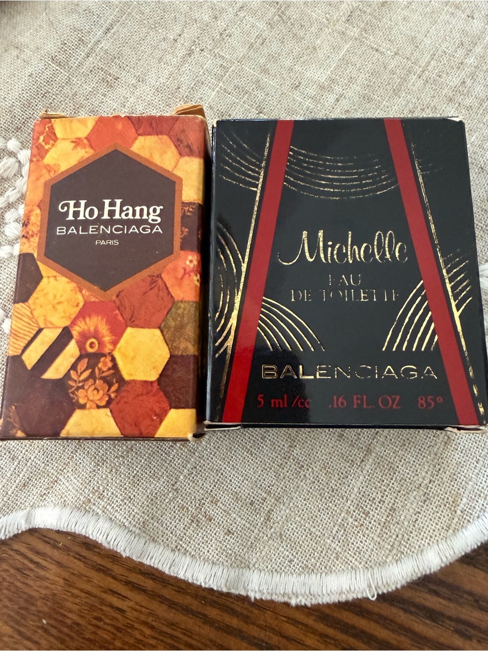 Balenciaga Ho Hang and Michelle miniature perfume bottles w original boxes!